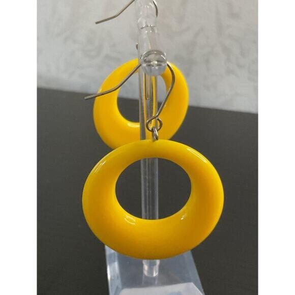 Yellow Resin Hoop Earrings & Bangle Set - Picture 3 of 5